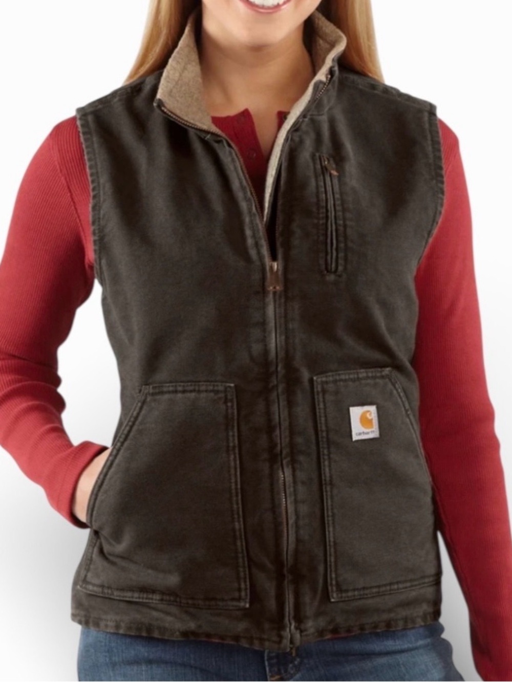 Carhartt Women's Dark Brown Canvas Quilted Vest
